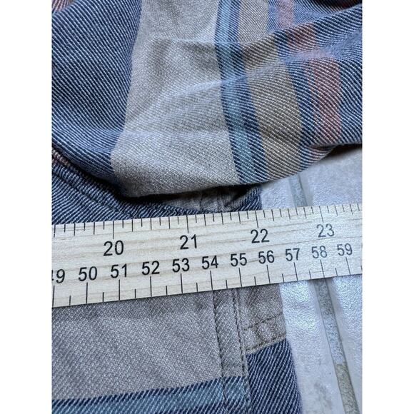 VANS Off The Wall Flannel Mens Large Button Shirt Long Sleeve Striped Grey Blue - Picture 5 of 7